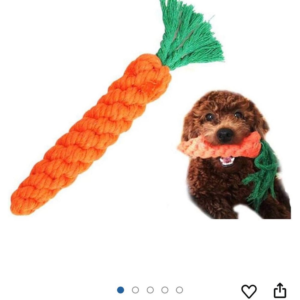 🥕 3 Orange Carrot Cotton Rope Dog Toys - Picture 2 of 8